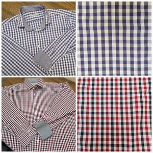 2 Jack Stone Gingham Dress Shirt‎ Long Sleeve Button Down Size XL